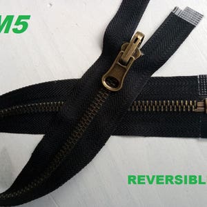 Black Separable Reversible Zipper 6 mm Slide Black Bronze Brass Nickel Silver Gold custom made from 20 to 100 cm