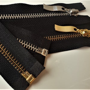 High-end Gold, Silver, Black or Bronze Metal Zipper Customized from 10 to 120 cm image 1
