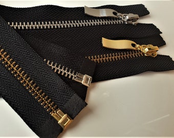 High-end Gold, Silver, Black or Bronze Metal Zipper Customized from 10 to 120 cm