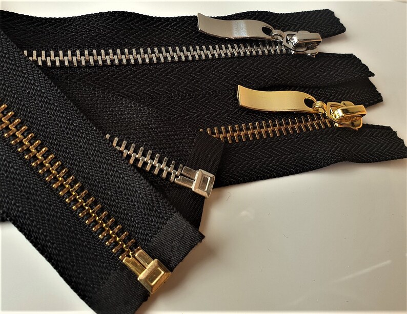 High-end Gold, Silver, Black or Bronze Metal Zipper Customized from 10 to 120 cm image 1