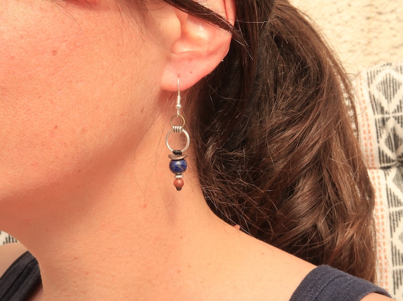 Natural stone graphic earrings