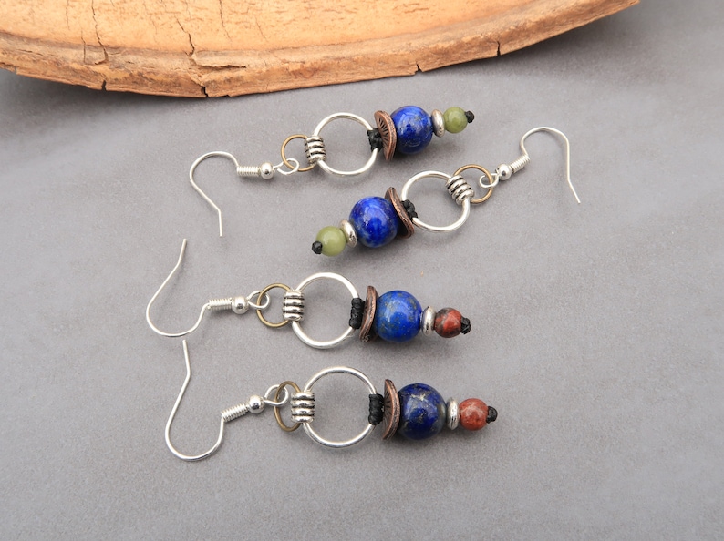 Natural stone graphic earrings