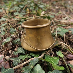 Flared Witch Cauldron for Altar and Ritual, Small Vintage Bronze Colored Cauldron