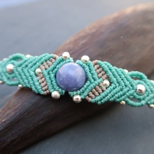Boho macrame bracelet with natural stone beads