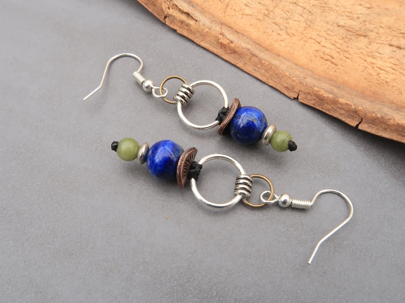 Natural stone graphic earrings