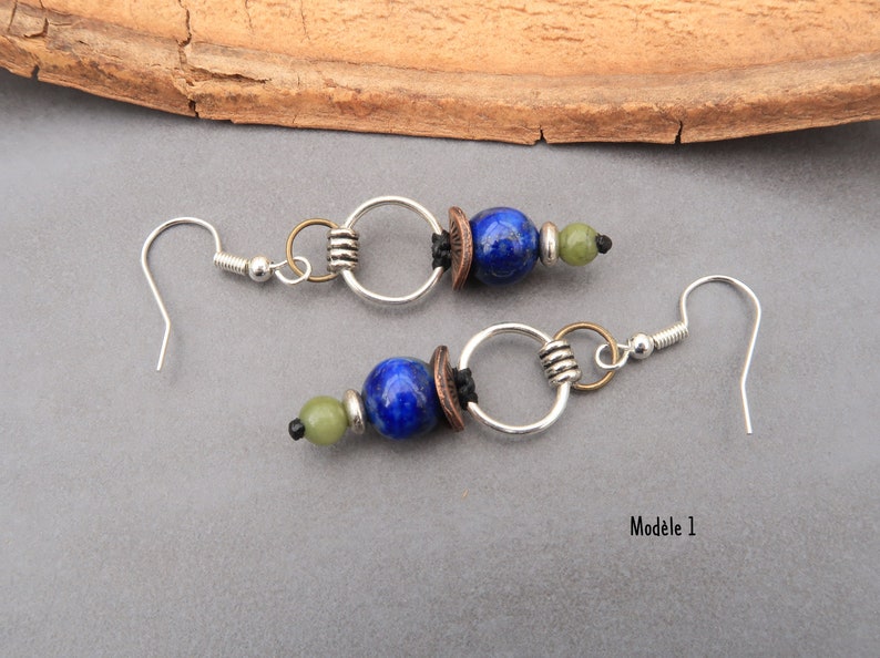 Natural stone graphic earrings