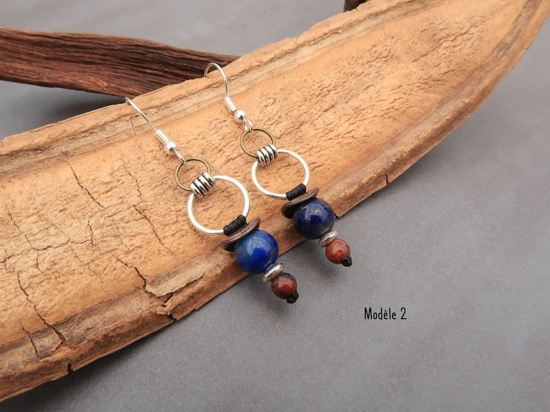 Natural stone graphic earrings