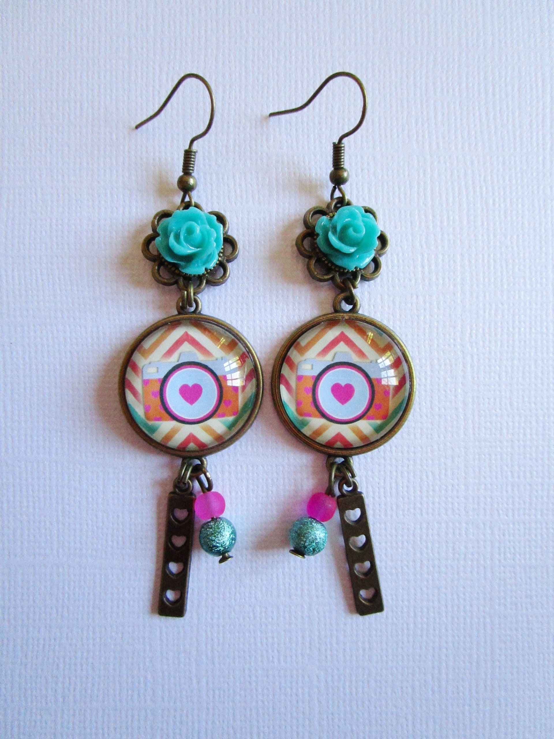 Collar Me encanta Photo III cabujón de bronce Etsy