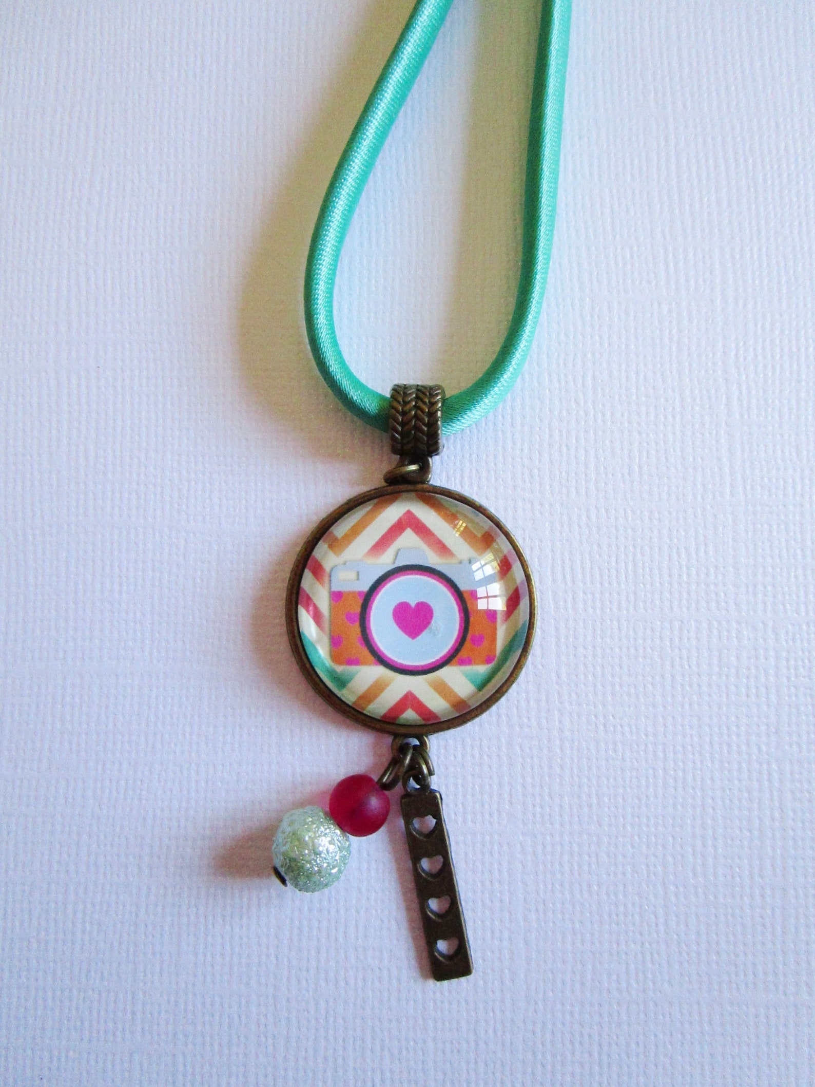 Collar Me encanta Photo III cabujón de bronce Etsy España