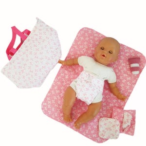Doll and Baby Accessory Set - Changing Bag, Mat, Diaper and Tube of Changing Cream - Unique Child&#39;s Gift