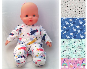 Pijamas de punto para bebés de 20 cm, 30 cm, 36 cm o 42 cm (Corolle, Nenuco, etc.), varios estampados y colores a elegir