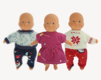 Kleding voor 20 cm Corolle "Mini Calin" babypoppen: jurk of trui en leggingsset - Jersey en wol, verschillende kleuren