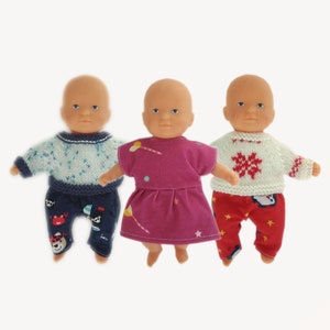 Clothes for 20 cm Corolle &quot;Mini Calin&quot; doll: Dress or sweater and leggings-type pants set - Jersey and wool, various colors