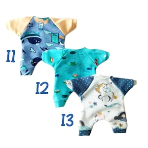 Kleidung für 20 cm große Corolle „Mini Calin“-Babypuppen: Kleidchen oder Pullover und Leggings-Set – Jersey und Wolle, verschiedene Farben Bild 6