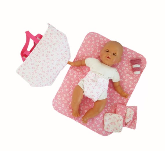 Doll and Baby Accessory Set Changing Bag, Mat, Diaper and Tube