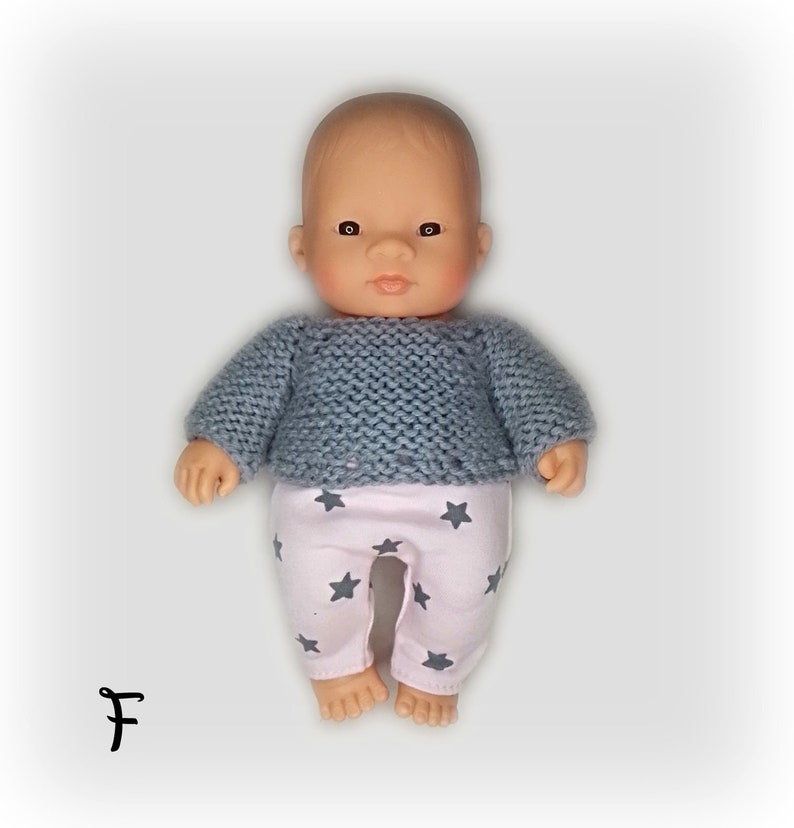 Vêtements de poupon Miniland 21 cm : Pantalon type legging et pull en laine Plusieurs versions disponibles F (2)