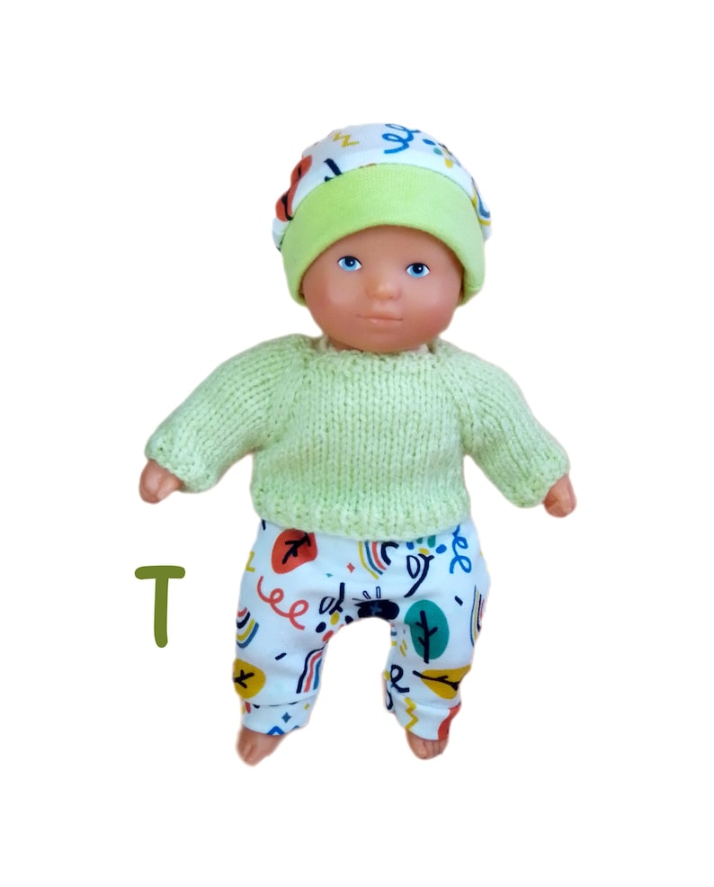 Kleidung für 20 cm große Corolle „Mini Calin“-Babypuppen: Kleidchen oder Pullover und Leggings-Set – Jersey und Wolle, verschiedene Farben T