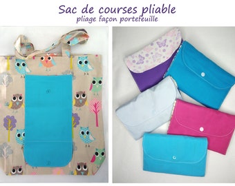 Sac de courses pliable format portefeuille / Sac fourre-tout en tissu/ Tote bag pliable