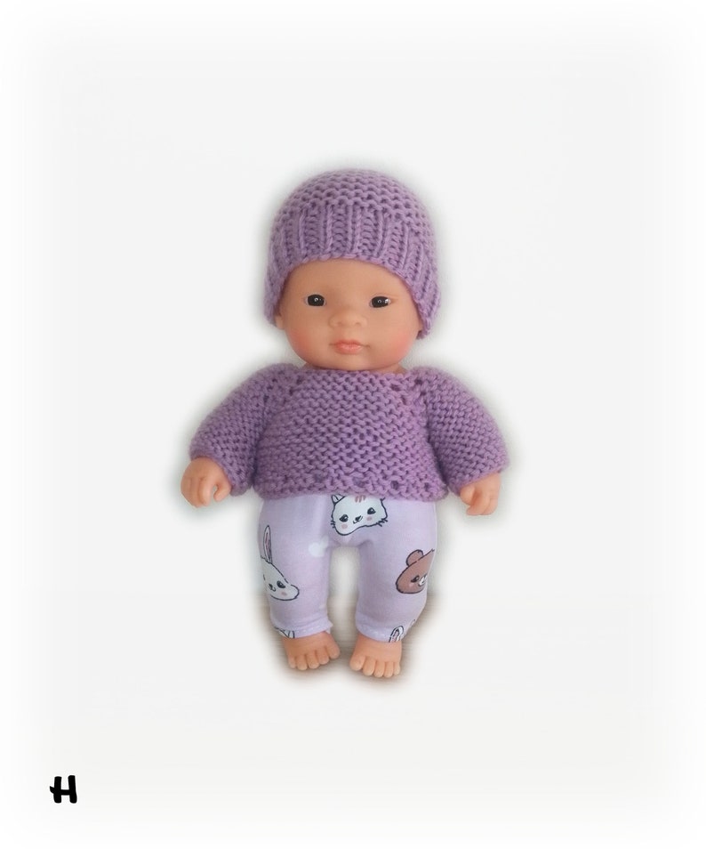 Miniland doll clothes 21 cm: Legging type pants and wool sweater Several versions available H (3)