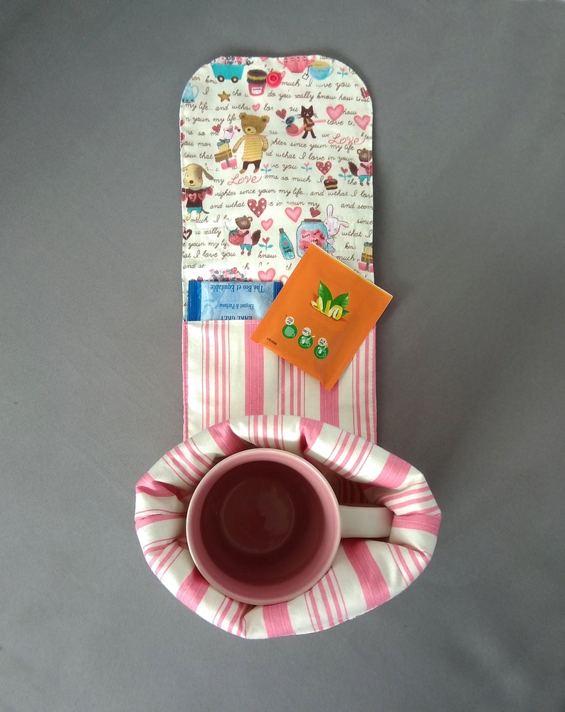 Mug bag, sac à mug, protège mug, protège tasse, thé-café, en coton et garnissage polyester image 5