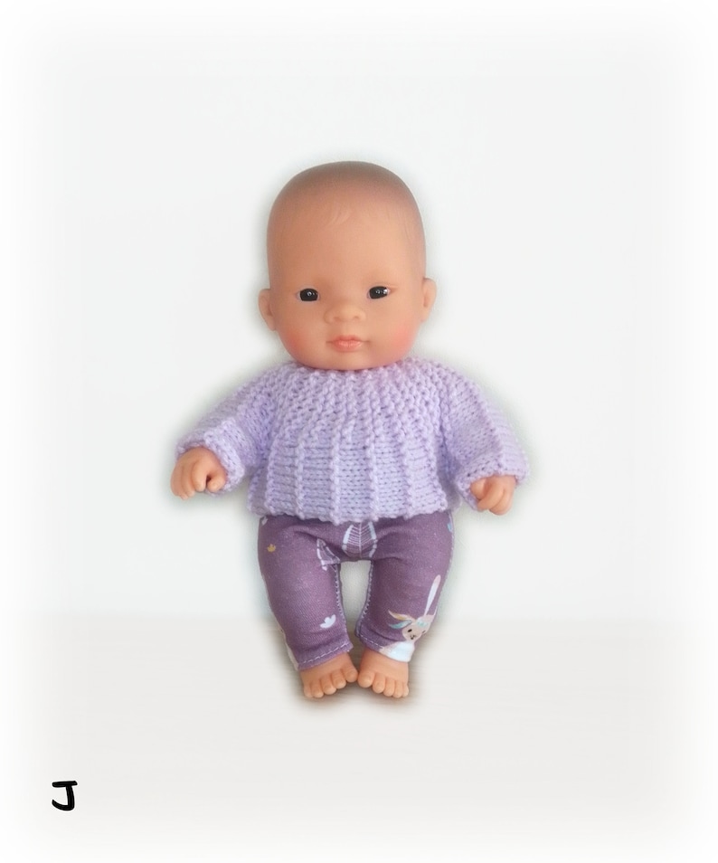 Miniland doll clothes 21 cm: Legging type pants and wool sweater Several versions available J (2)