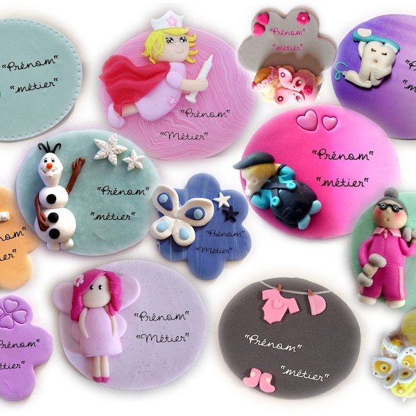 Fully customizable fimo paste badge for nurse, midwife, caregiver, childcare worker, etc...