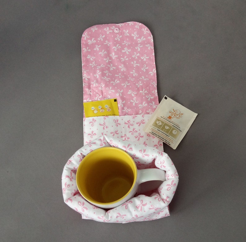 Mug bag, sac à mug, protège mug, protège tasse, thé-café, en coton et garnissage polyester image 9