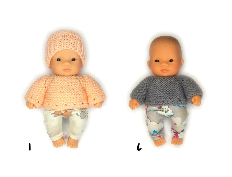 Miniland doll clothes 21 cm: Legging type pants and wool sweater Several versions available image 10