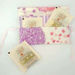 Portefeuille à sachet de thé, Pochette à sachet de thé ou de café Pissenlit rose/mauve