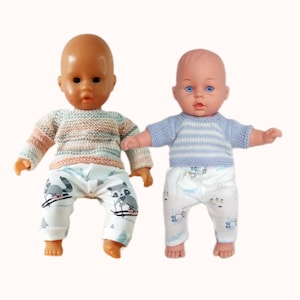 Pantalon type legging et gilet ou pull en laine pour poupon de 30 cm (Corolle, Nenuco...)  - Plusieurs versions disponibles