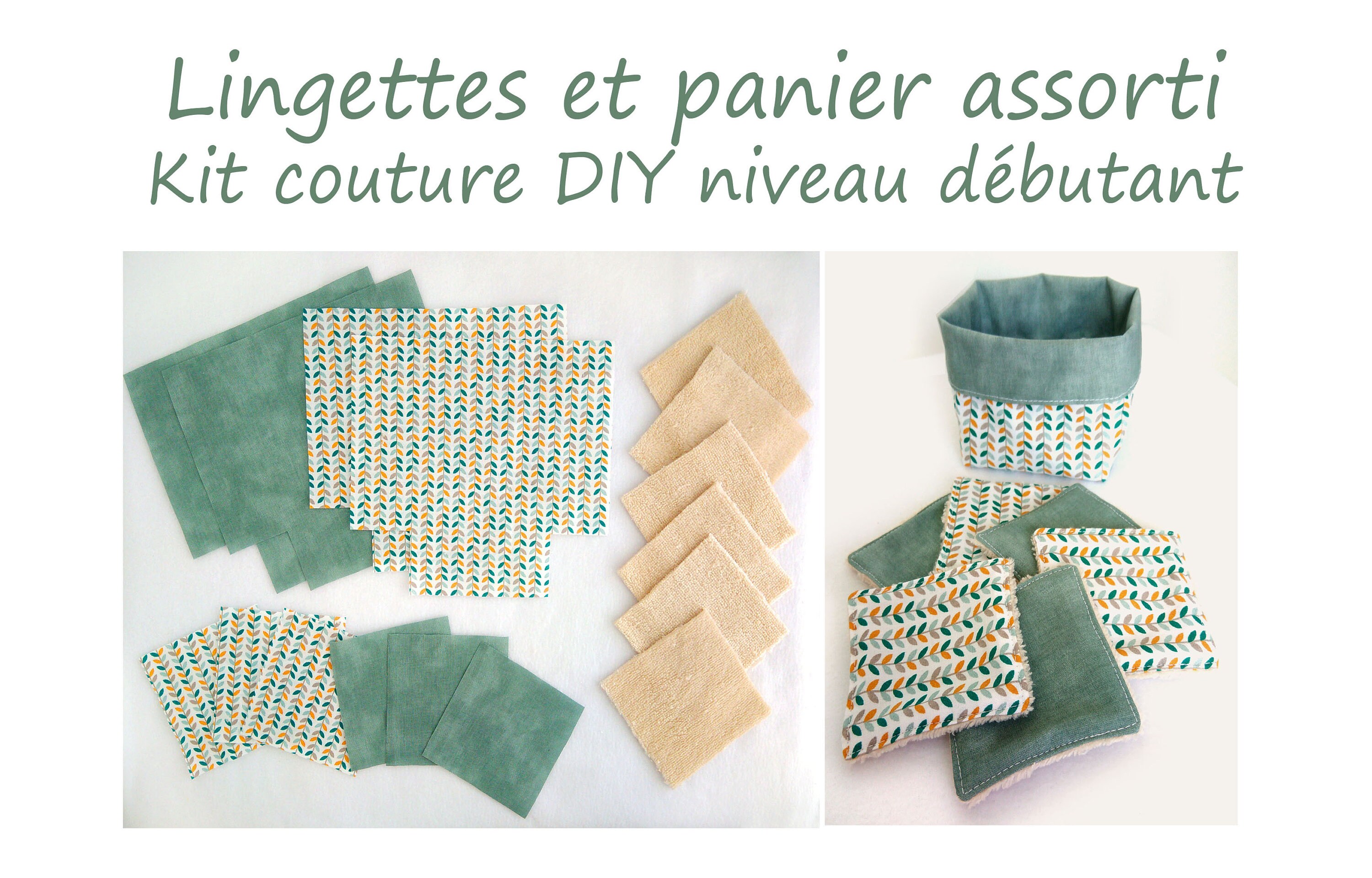 Kit couture DIY Lingettes lavables et panier assorti Niveau