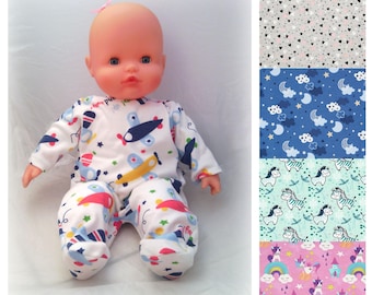 Jersey-Pyjamas für 20 cm, 30 cm, 36 cm oder 42 cm große Puppen (Corolle, Nenuco usw.), verschiedene Muster und Farben zur Auswahl