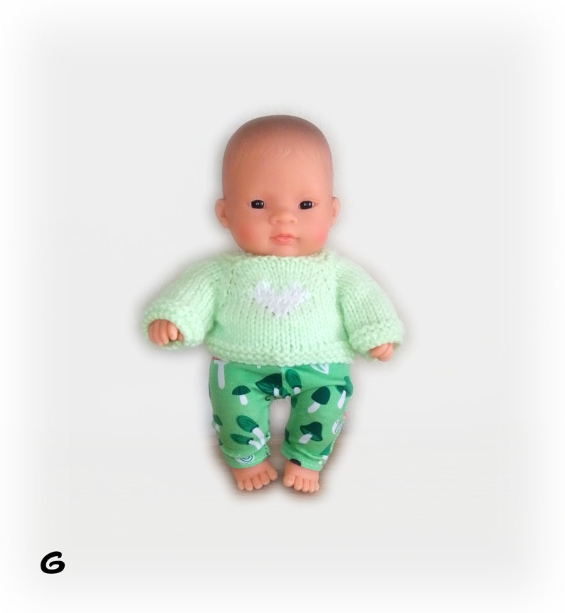Miniland doll clothes 21 cm: Legging type pants and wool sweater Several versions available G (2)