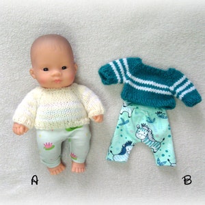 Miniland doll clothes 21 cm: Legging type pants and wool sweater Several versions available image 2