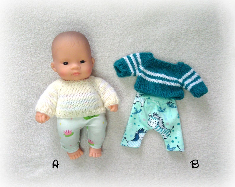 Miniland doll clothes 21 cm: Legging type pants and wool sweater Several versions available image 2