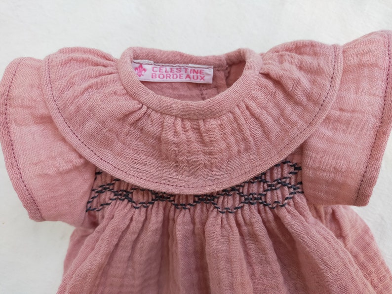 Robe à smocks double gaze bois de rose image 5