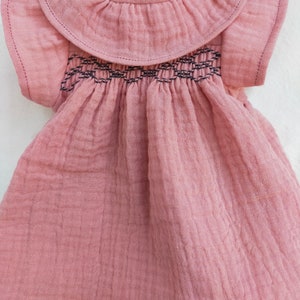 Robe à smocks double gaze bois de rose image 4