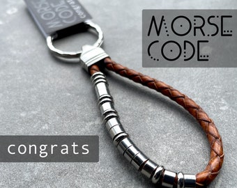 CONGRATS KEYRING | Morse Code Keyring - Congrats | Morse Code Message | Congratulations Gift | New Driver Gift | New Home Gift | New Baby