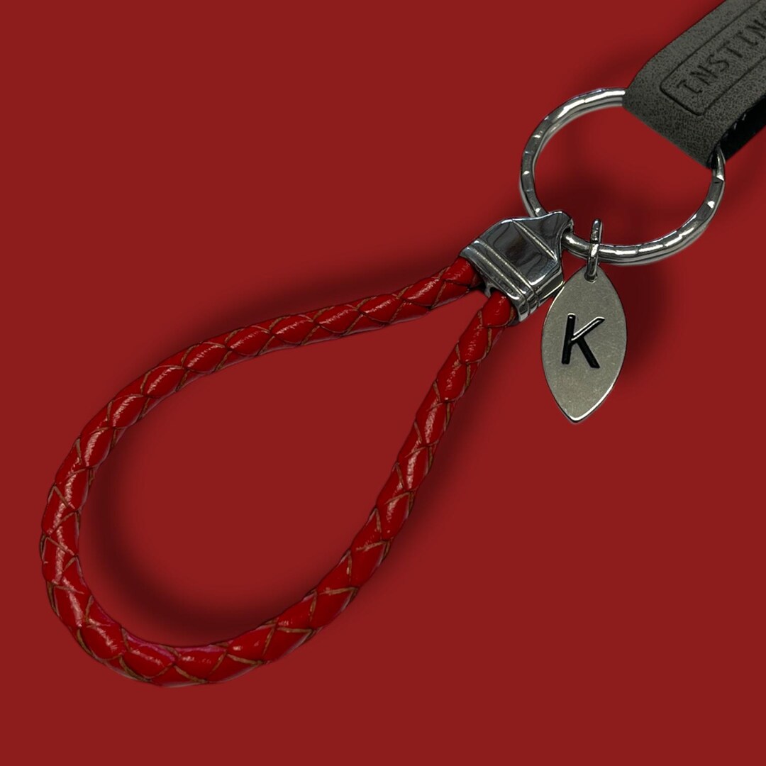 RED LEATHER KEYRING | Personalised Keyring | Keychain - Key Fob ...