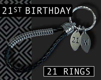 PERSONALISED LEATHER KEYRING for 21ST Birthday Gift Custom