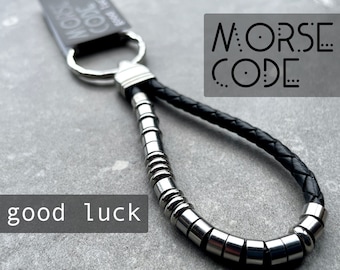 GOOD LUCK KEYRING | Morse Code Keyring - Good Luck | Morse Code Message | Good Luck Gift | Exam Gift | Travel Gift | New Job Gift