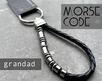 GRANDAD KEYRING | Morse Code Keyring - Grandad | Morse Code Message | Gift for grandad | Leather Keyring