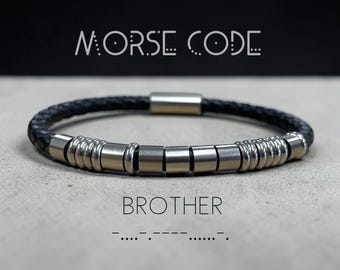 BROTHER Morse Code Leather Bracelet | Sentimental Gift for brother, Meaningful Birthday gift | Secret Message