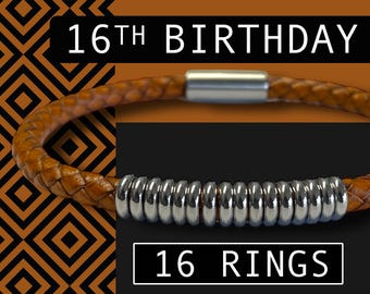 16TH BIRTHDAY GIFT For Men and Women | 16th Birthday Bracelet | Leather Bracelet | Special gift for 16th birthday