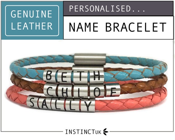 Women's Leather Bracelet with Names