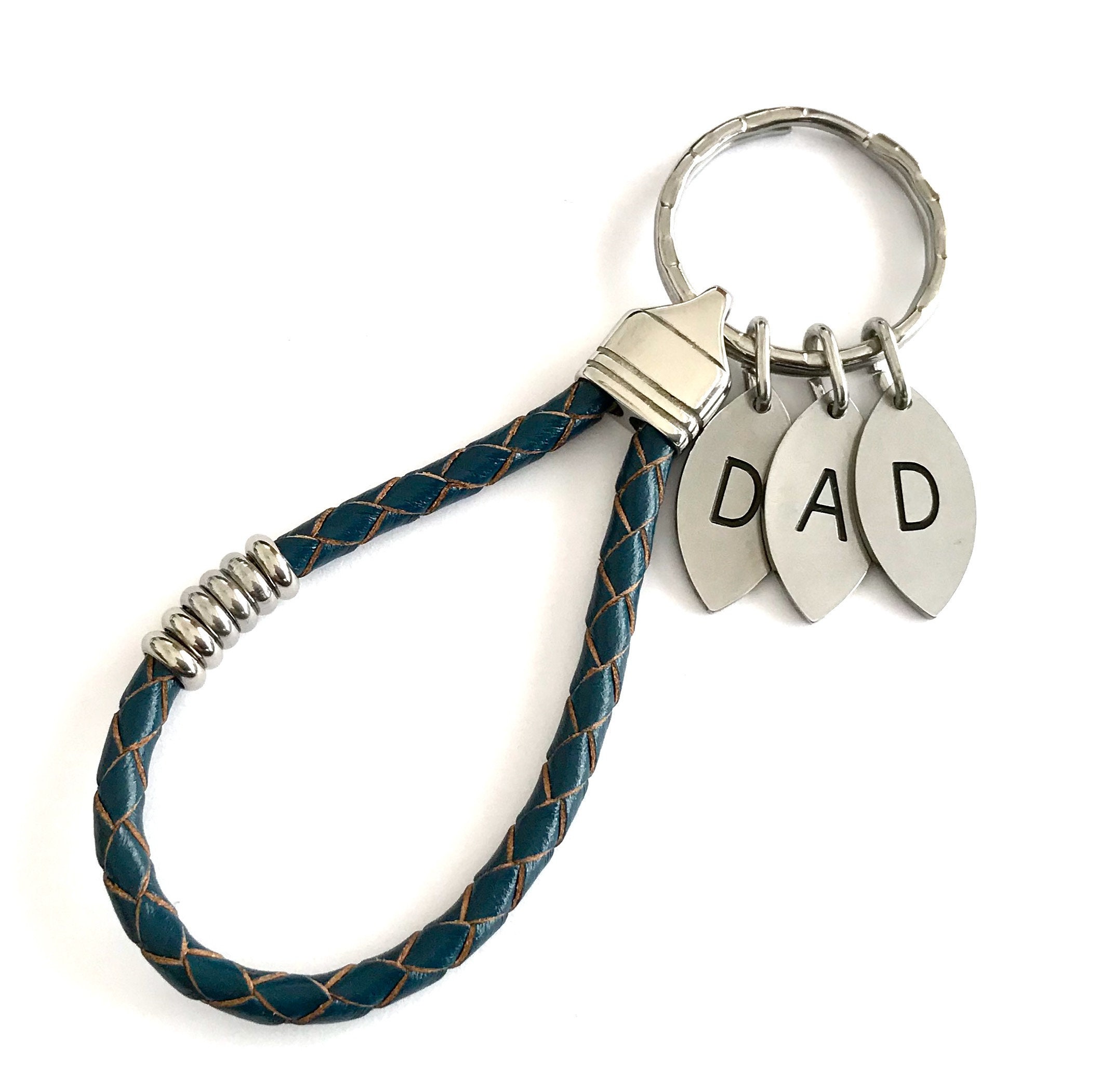 KEYRING FOR DAD Gift for Dad Personalised Leather Keyring Etsy