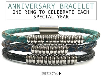 ANNIVERSARY BRACELET GIFT | Gift for her | Wedding Anniversary - Girlfriend, Wife | Leather anniversary bracelet - Matching Options