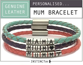 MOTHERS DAY BRACELET | Personalised leather bracelet Gift for Mum | New mum | Mama | Mummy | Mothers day gift