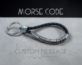 MORSE CODE KEYRING | Custom Message Keyring | Morse Code Secret Message Personalised keyring gift | Leather Keyring