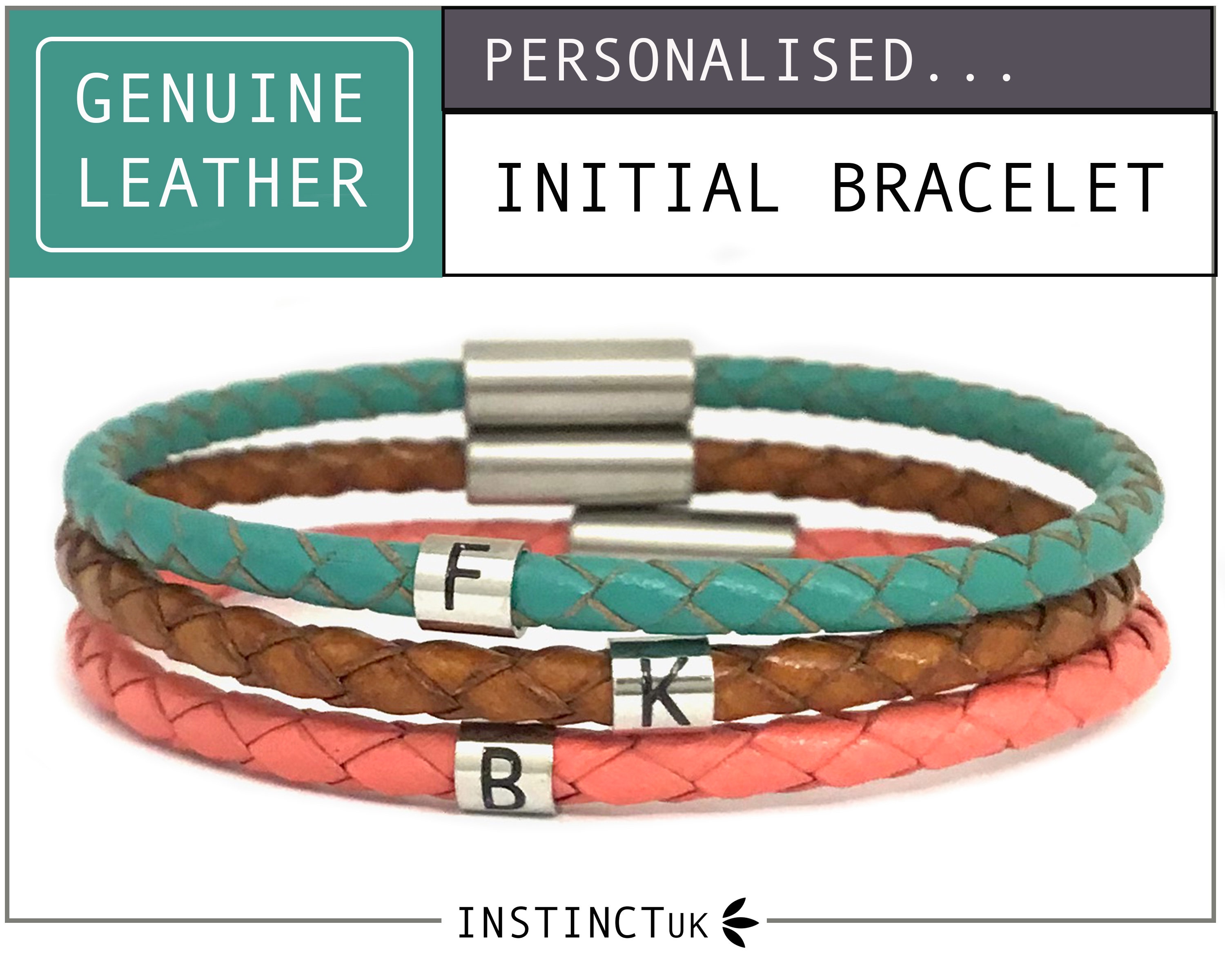 R Initial Leather Bracelet Letter R Bracelet Monogram R 